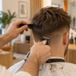 Illustration lumineuse d’une coupe chez le barbier
